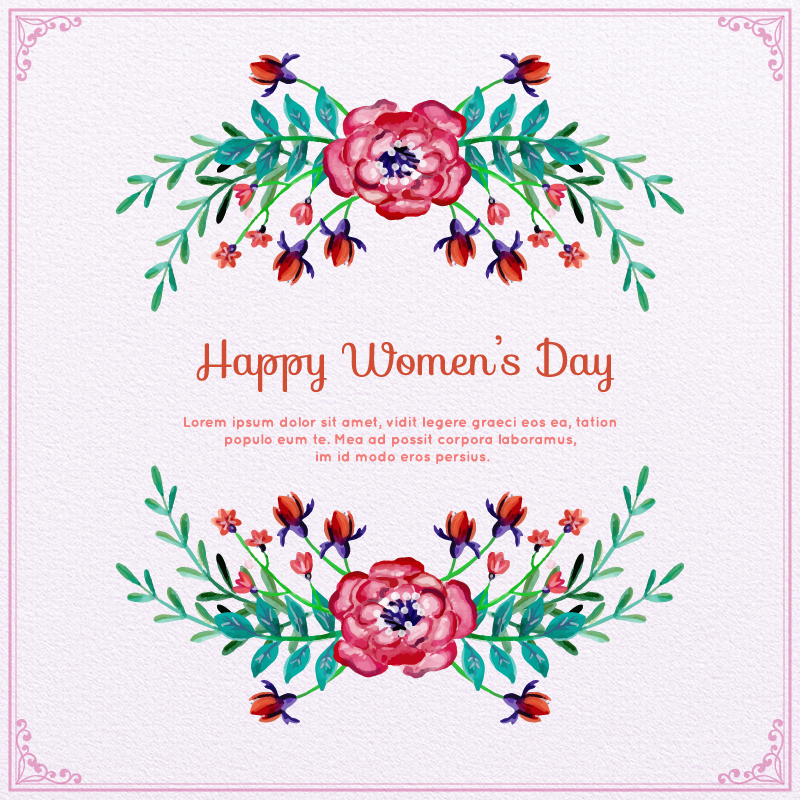 Watercolor Women's Day Floral Frame  Photoshop brush