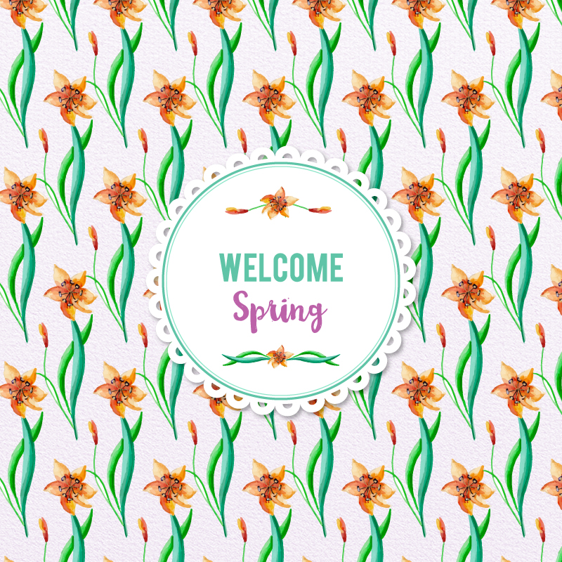 Spring Watercolor Floral Pattern Photoshop brush