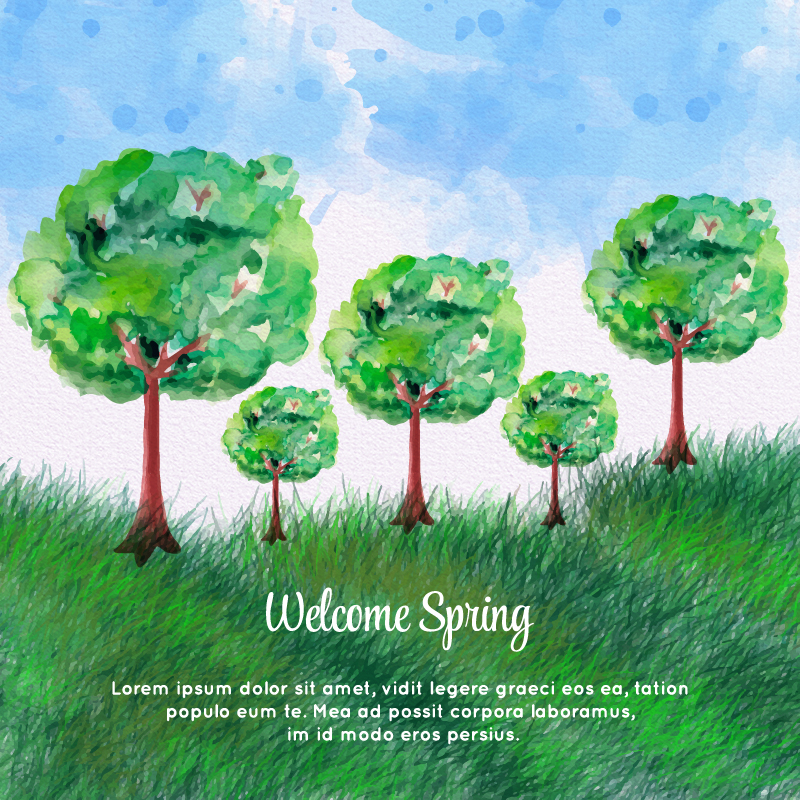 Watercolor Spring Landscape Photoshop brush